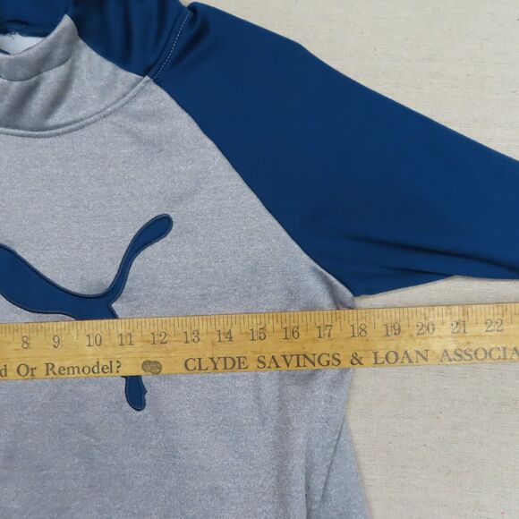 PUMA Pullover Hoodie Blue/Gray Girls Juniors XL Pockets Fleece Lined Hooded Logo - Picture 7 of 8